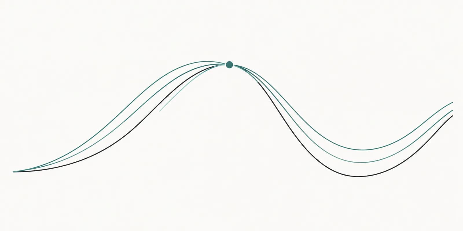 Several approximating curves hugging an original curve closely near one central point